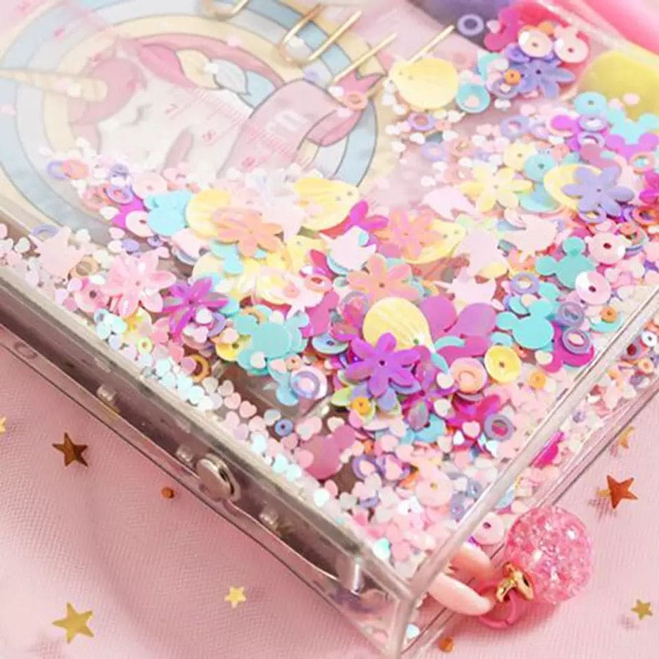 Unicorn Spiral Notebook Set, Weekly Planner Diary Paper Notepad, Pink Sequin Petal Transparent Unicorn Notebook Set Unicorn Spiral Notebook Set, Weekly Planner Diary Paper Notepad, Pink Sequin Petal Transparent Unicorn Notebook Set